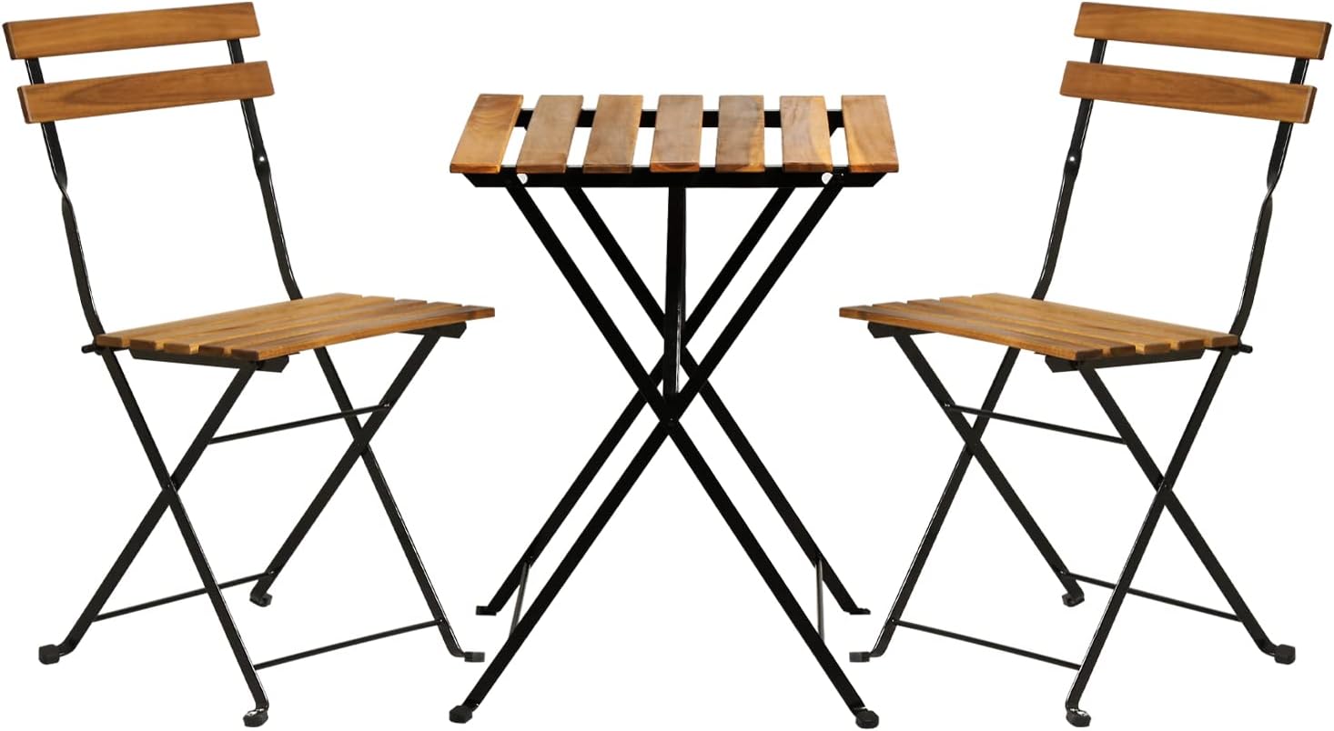 Outdoor Furniture Wood - Set da bistrot pieghevole in legno